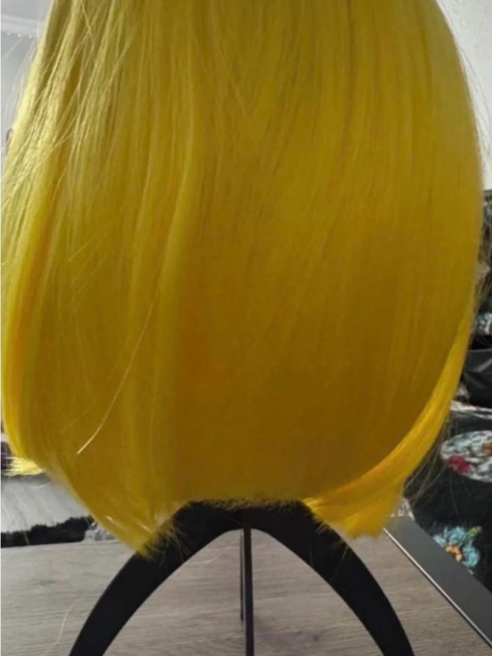 Vibrant Yellow Women's Synthetic Wig - Sleek Straight Style